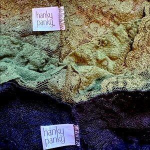 Hanky Panky Lace Thong Duo in Olive and Black